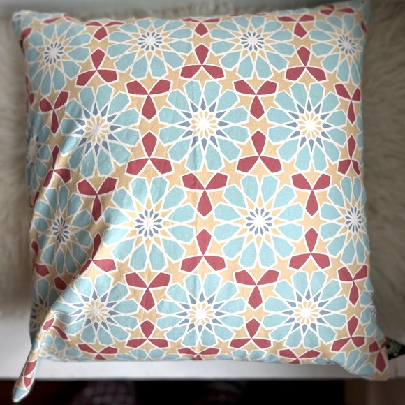Surya tile block print teal accent pillow cover. - Picture 4 of 4